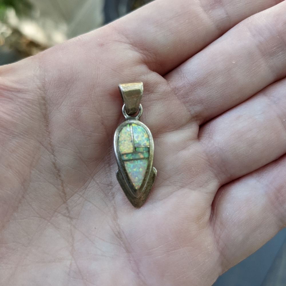 ******Holding for Sunshine:.Vintage Native American Opal Inlaid Earrings